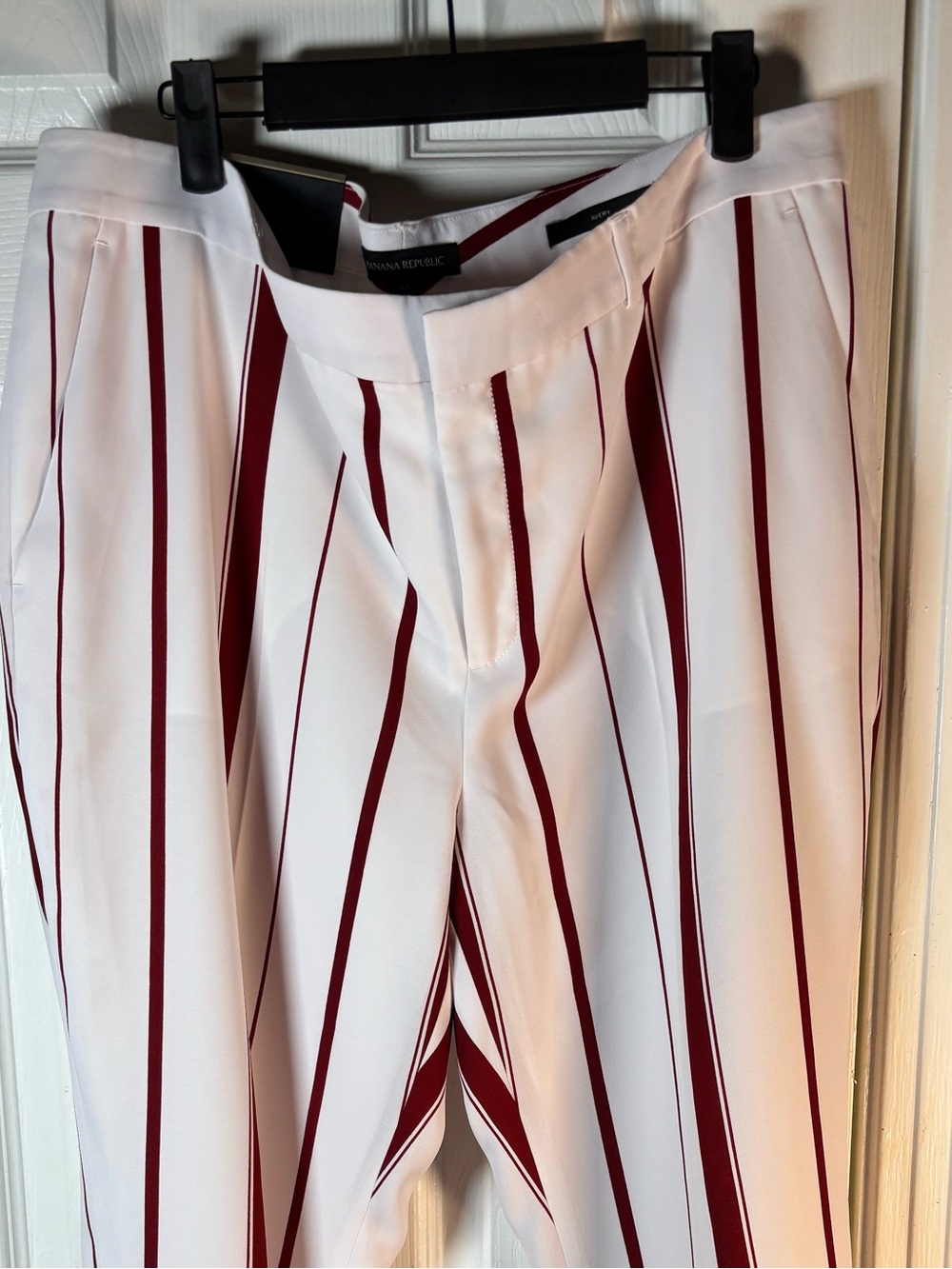 Banana Republic White Pants with Burgundy Vertical Stripes - Picture 4 of 13